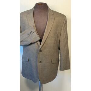 Jos A Banks Men's blazer sports coat sz48 R Khaki Navy Tweed  wool spandex